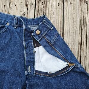 VTG SIDE Zip Jeans Chic Size 16 Dark Stone Wash Denim Vintage 90s High Rise